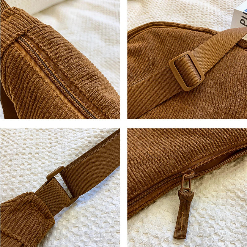Corduroy Schoudertas Gracie Met Verstelbare Band En Stijlvolle Design Voor Everyday Gebruik En Mode Statement