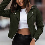 Leren Jasje Zwart Comfort Pasvorm Elegante Stijl - Winterjas Dames