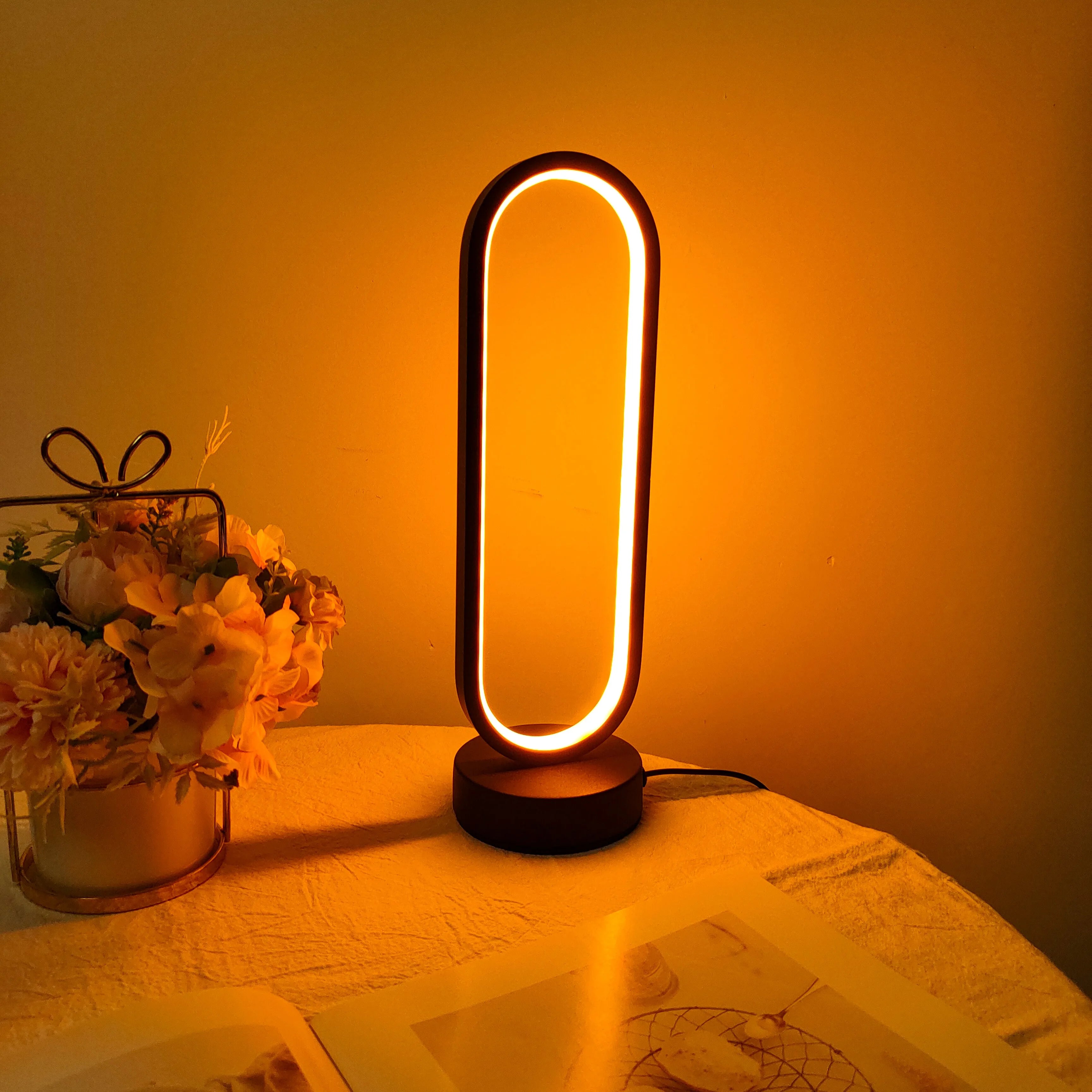 Ringlamp met Driekleurige Dimming – LED Nachtlicht voor Slaapkamer en Woonkamer, Eenvoudig te Installeren, 30 cm Diameter-2