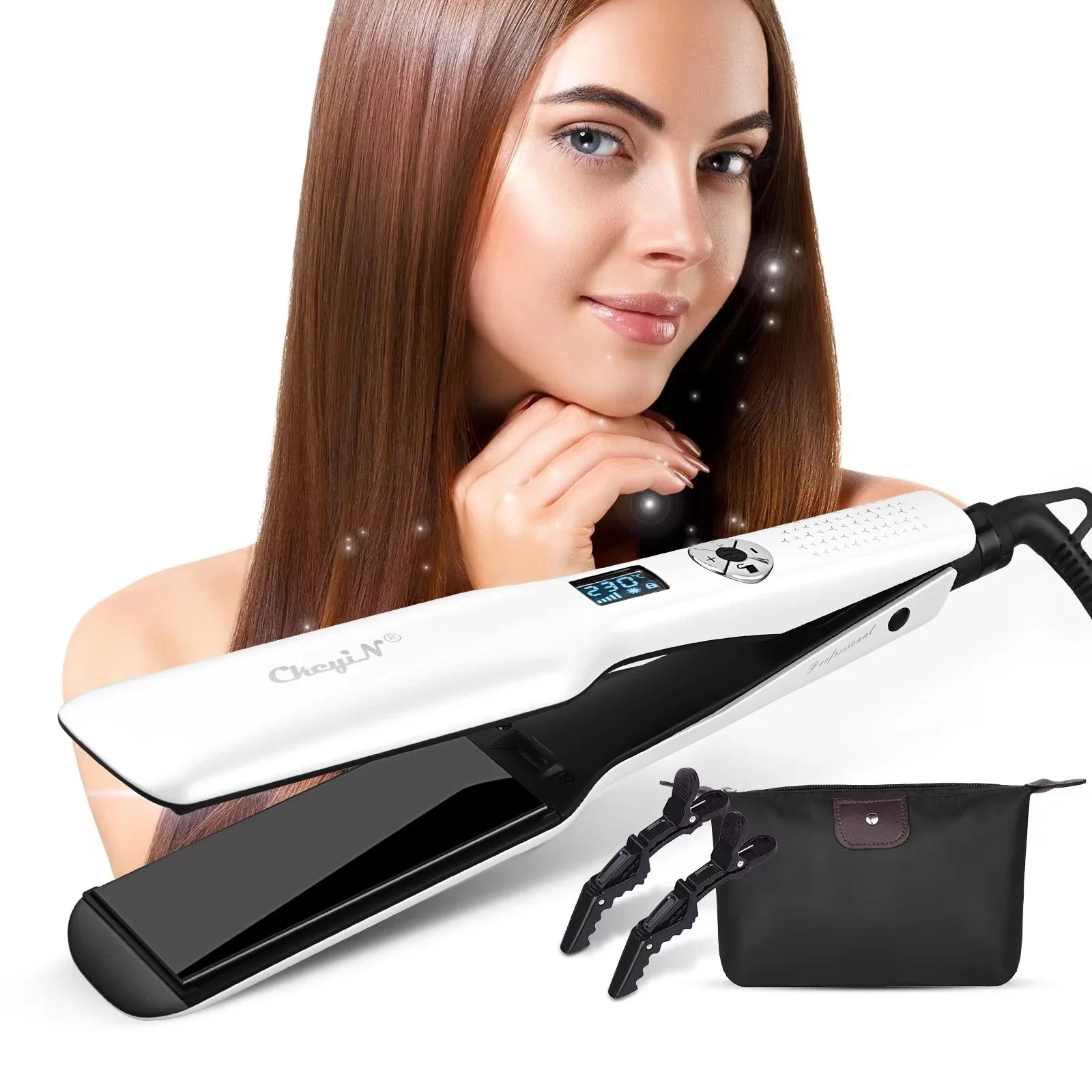 Haarstyler Toermalijn Keramische Met LCD Display Opwarming