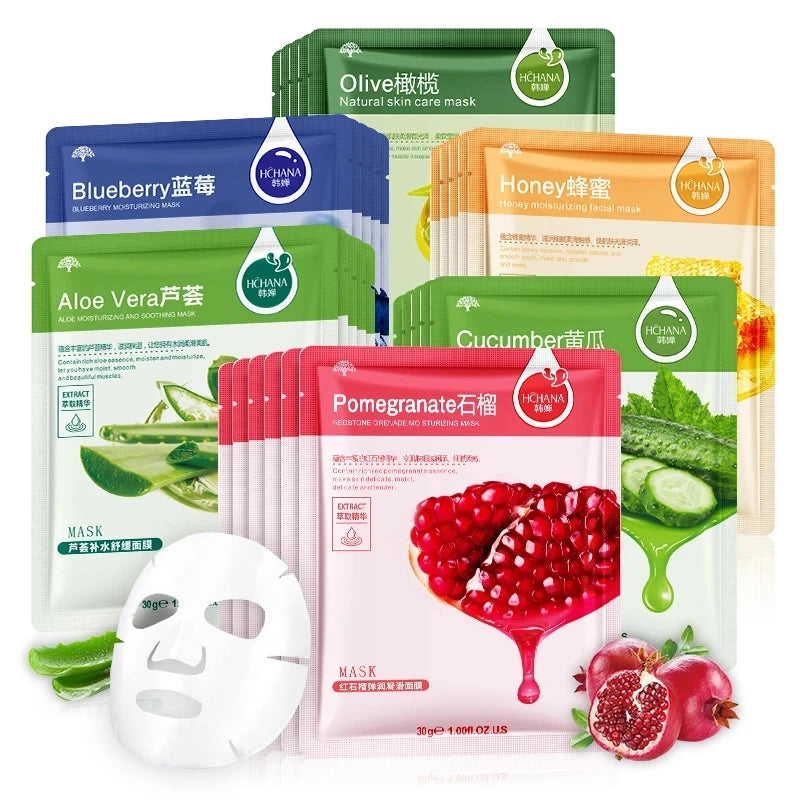 Natuurlijke Gezichtsmaskers – Hydraterend en Anti-Veroudering – 30 Stuks met Aloë Vera en Fruitextracten-1