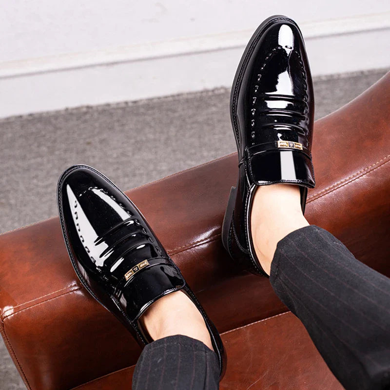 Heren Patenten Leren Loafers Instap Gepolijste Schoenen