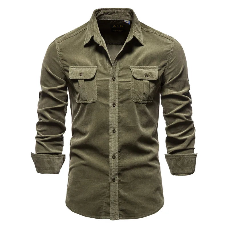 Aiopeseon 100% katoenen corduroy overhemd
