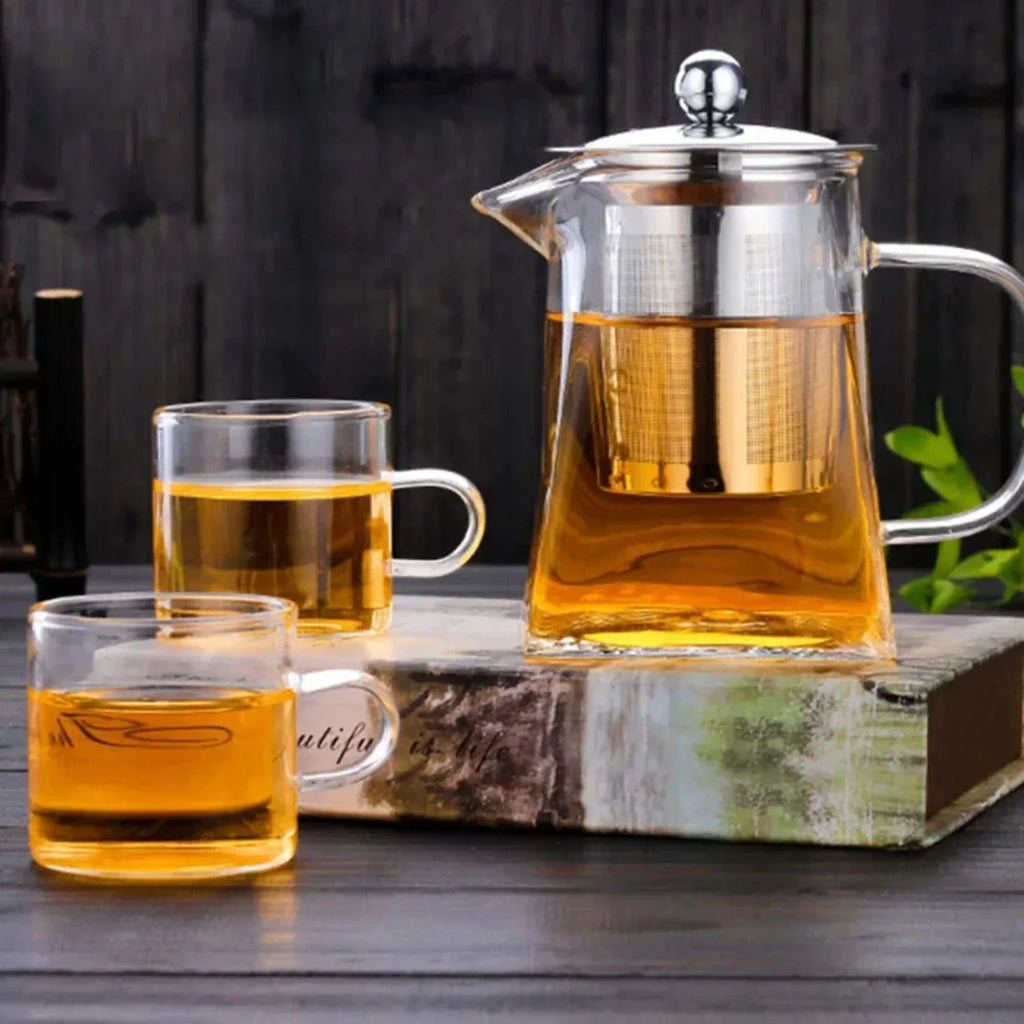 Elegante Glazen Theepot en Waterkoker Maker met Infuser – Perfect Gesteepte Theeset voor Keuken, Eten en Thuisgebruik