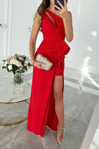 Laria™ - Elegante maxi-jurk met uitsparing en split met ruches