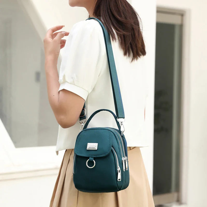 Duurzame nylon 3-laags mini-schoudertas
