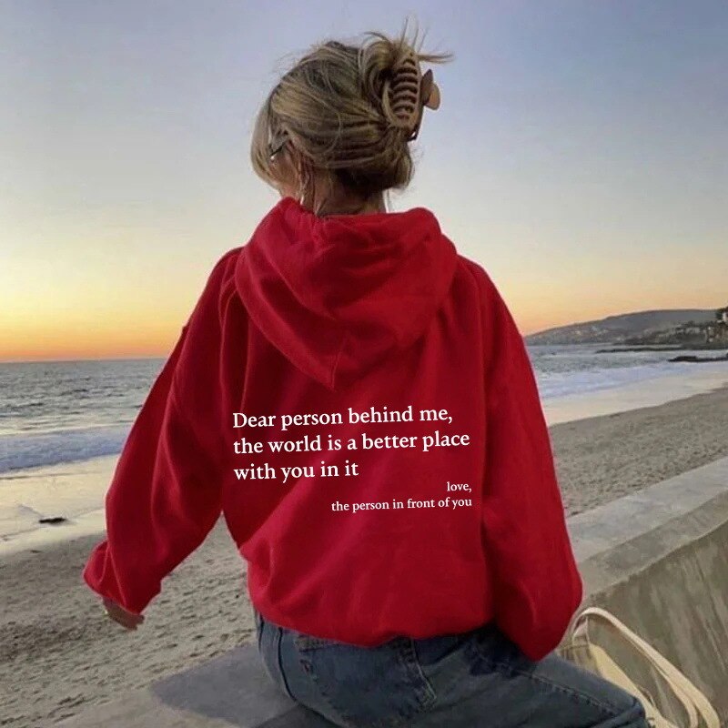 Hoodie Lieve persoon achter mij Unisex Met Tekst Kleur Wit
