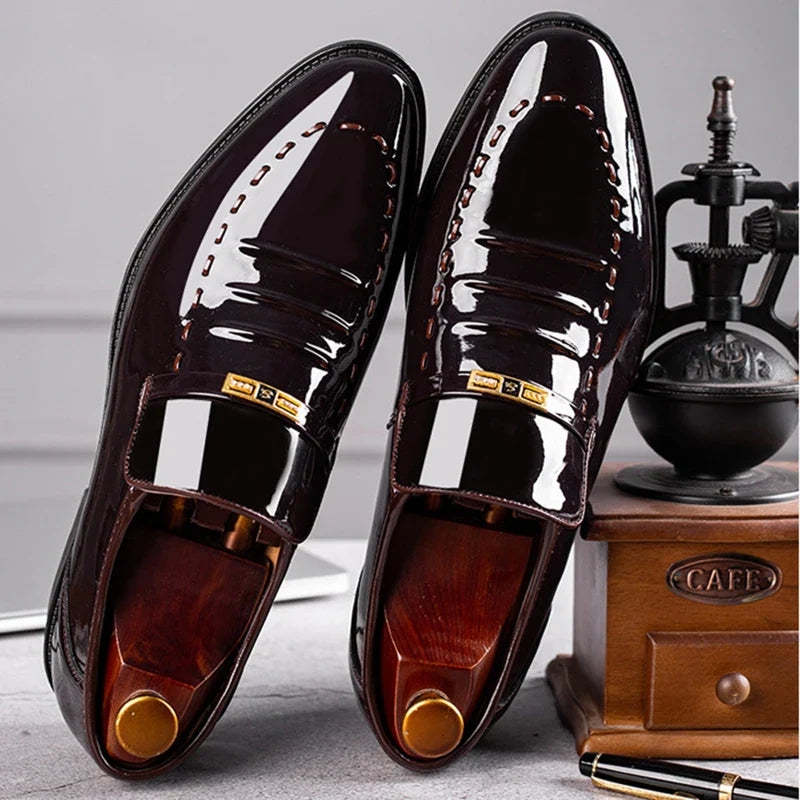 Heren Patenten Leren Loafers Instap Gepolijste Schoenen