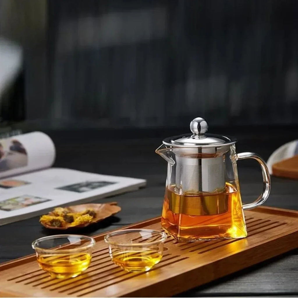 Elegante Glazen Theepot en Waterkoker Maker met Infuser – Perfect Gesteepte Theeset voor Keuken, Eten en Thuisgebruik