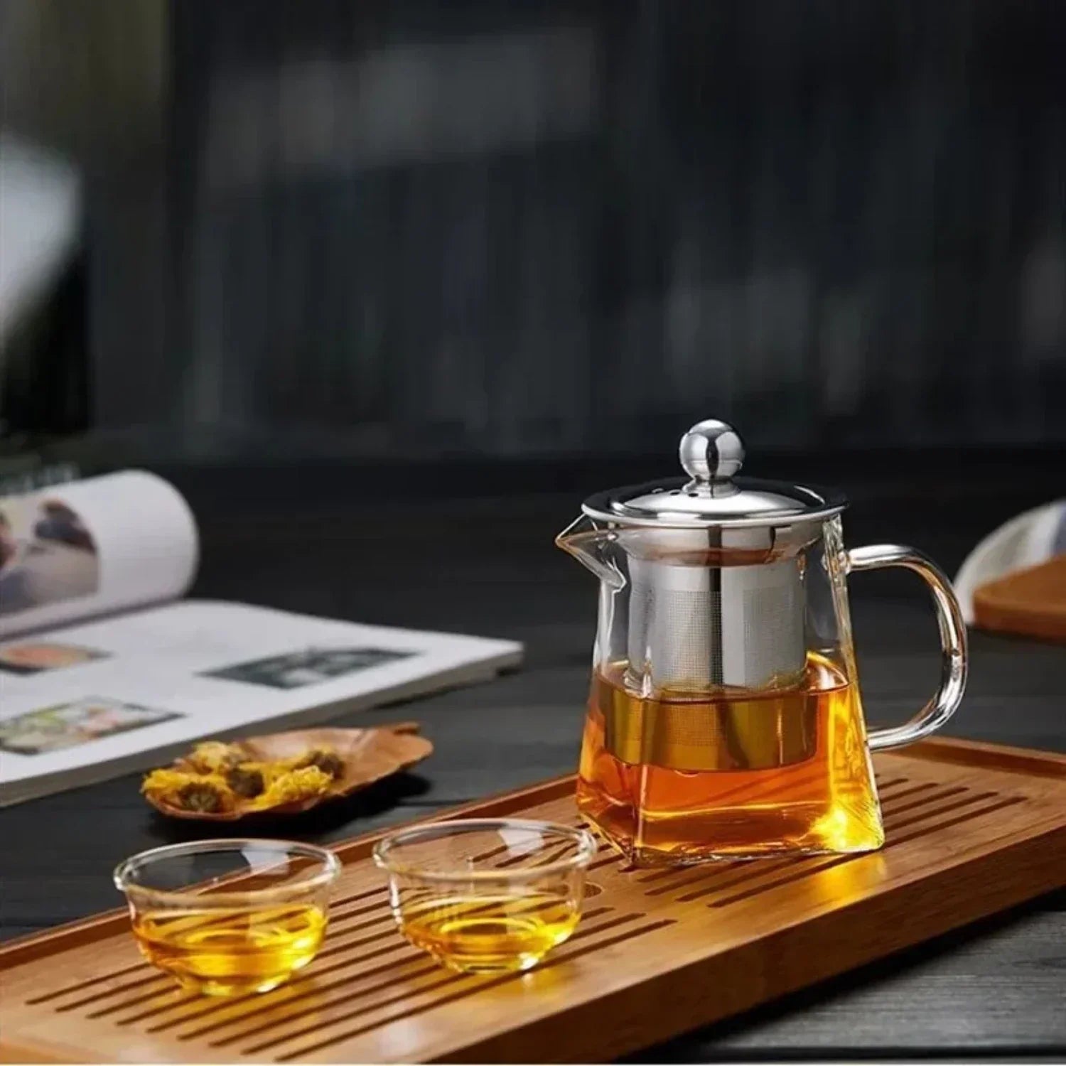 Elegante Glazen Theepot en Waterkoker Maker met Infuser – Perfect Gesteepte Theeset voor Keuken, Eten en Thuisgebruik