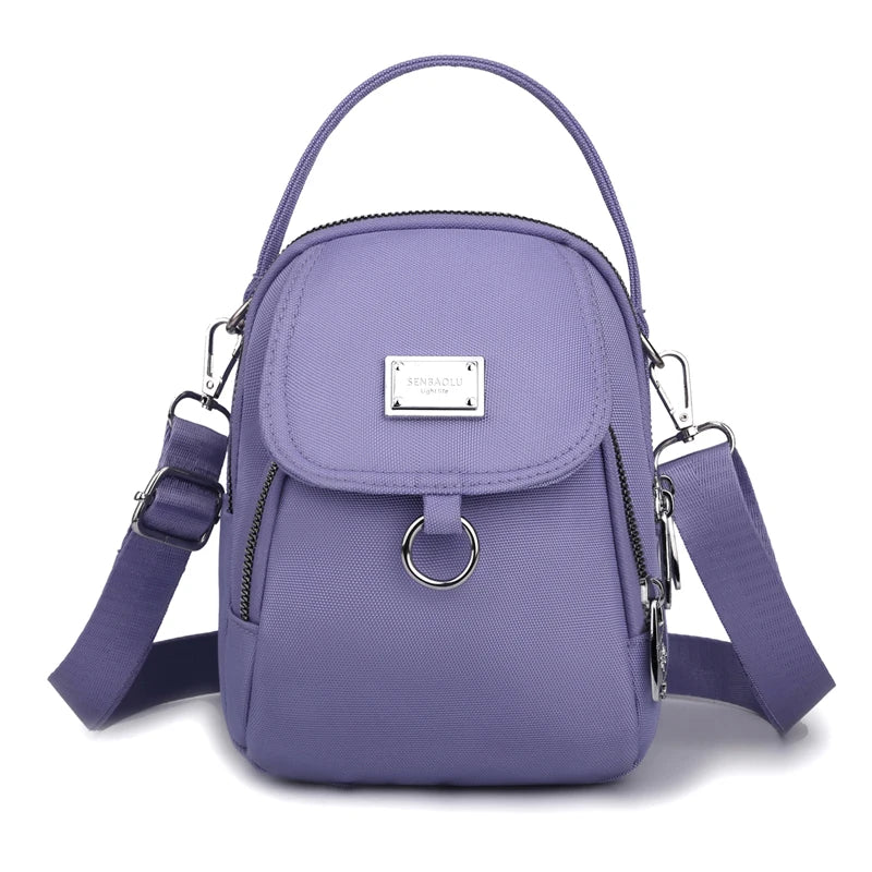Duurzame nylon 3-laags mini-schoudertas