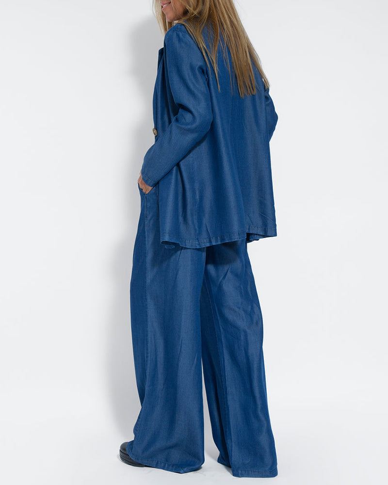 Elegante 2-Delige Set Linnen Wijde Broek En Vest Voor Dames