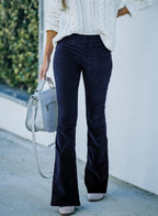 Hoge Taille Flared Broek voor Dames met Stretch Fit voor Alle Seizoenen - Chic en Comfortabel voor Elke Gelegenheid