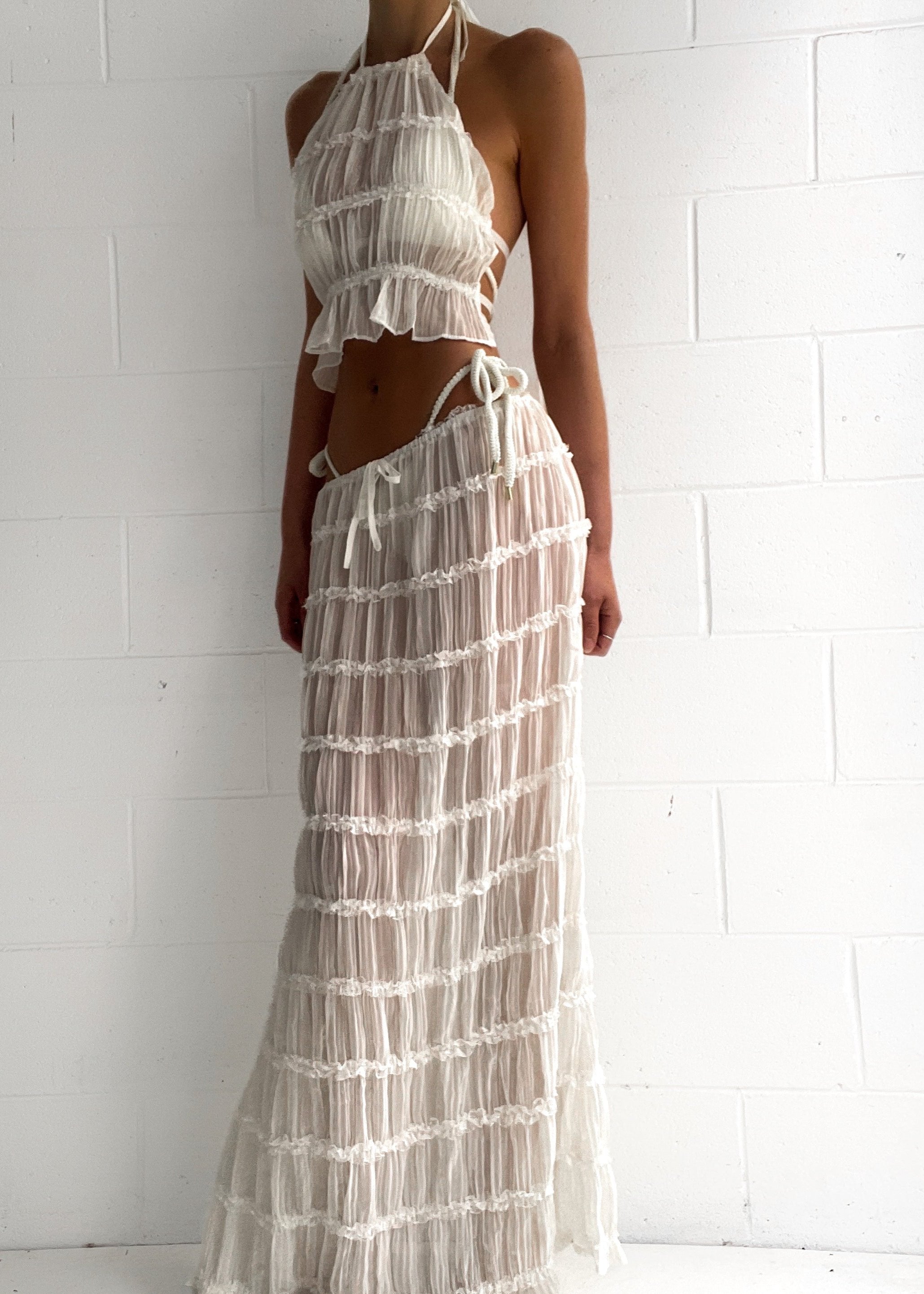 Sahara Set Voor Vrouwen - Luxe Chiffon Haltertop en Rok Stijl