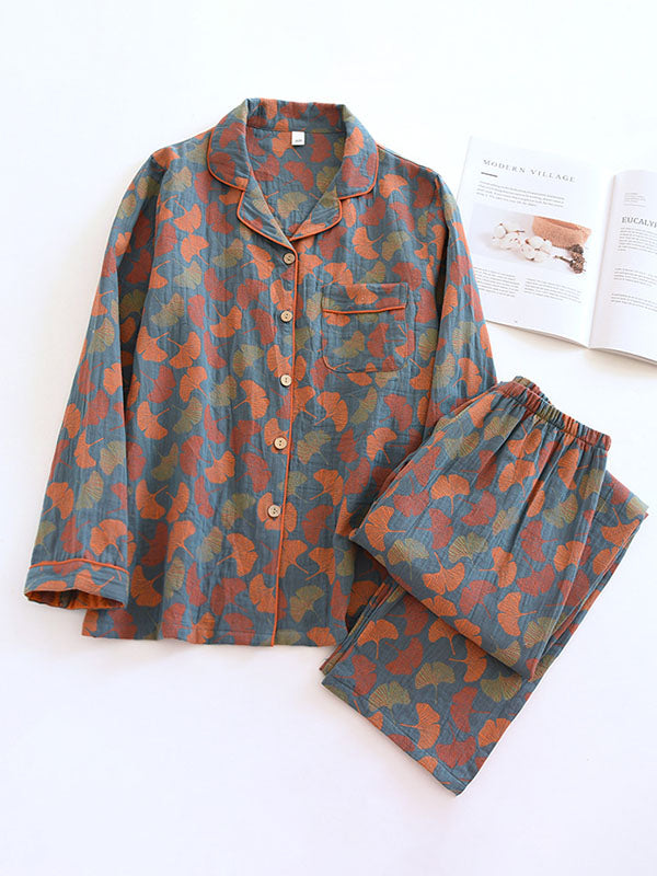 Vintage Bloemenprint Crepe Pyjama Set - 2-delig voor Dames