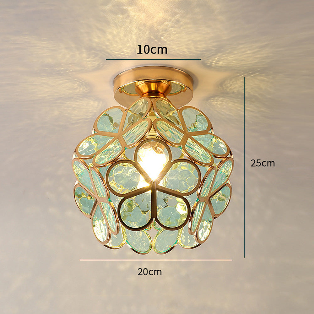 Glazen Plafondlamp Bloemenontwerp Met Warme Gloed Sfeervol