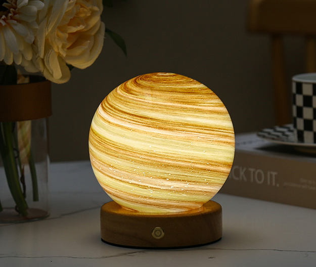 Glazen Maanlamp Zachte Lichtbol Met Maanweergave Realistisch