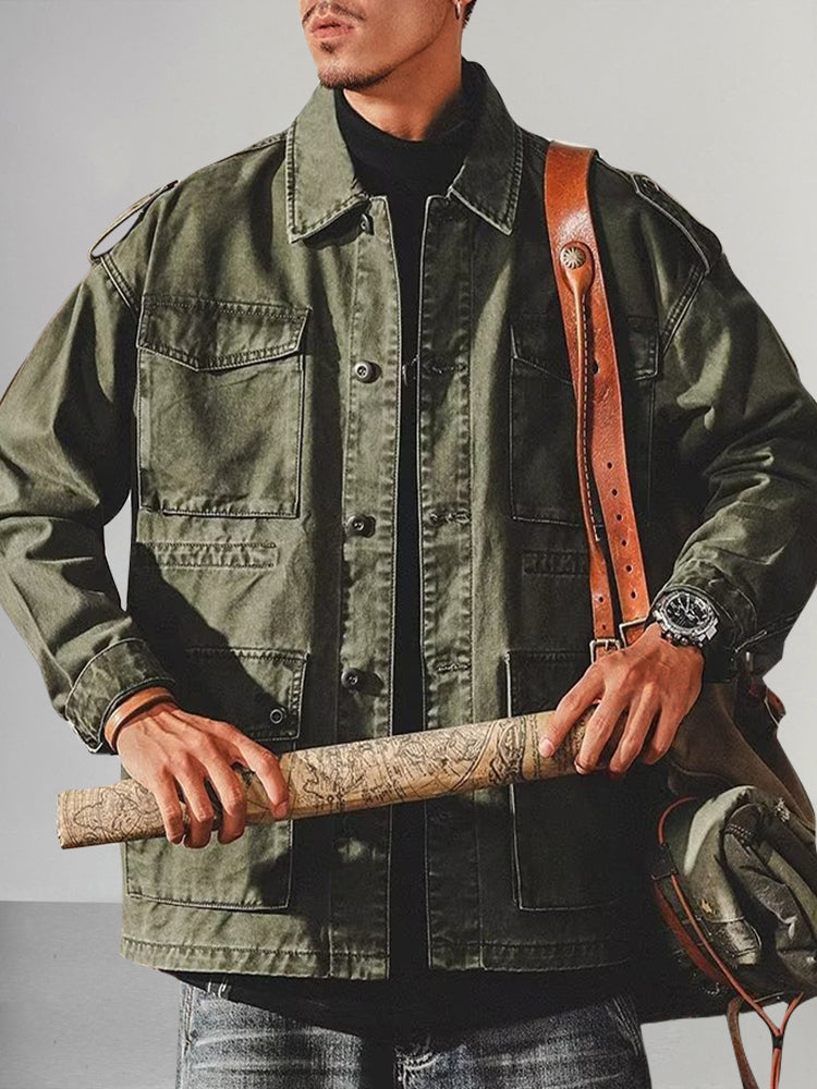 Heren Vintage Denim Werkjack Voor Een Tijdloze Retro Look Met Robuuste Charmante Stijl