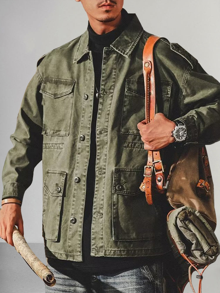 Heren Vintage Denim Werkjack Voor Een Tijdloze Retro Look Met Robuuste Charmante Stijl