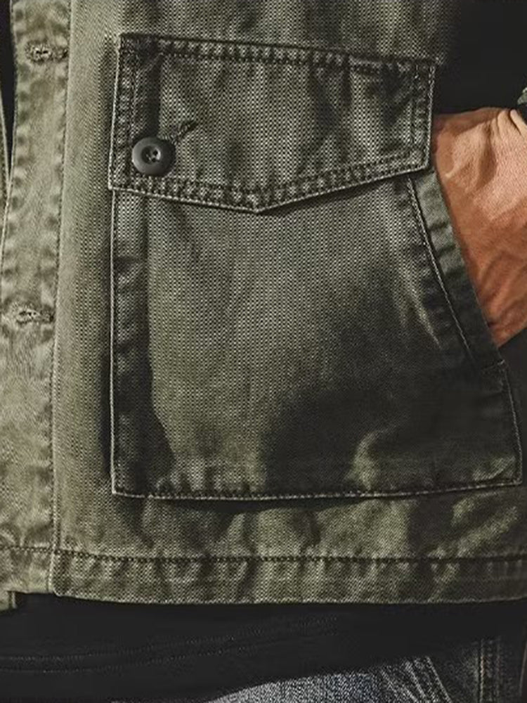 Heren Vintage Denim Werkjack Voor Een Tijdloze Retro Look Met Robuuste Charmante Stijl