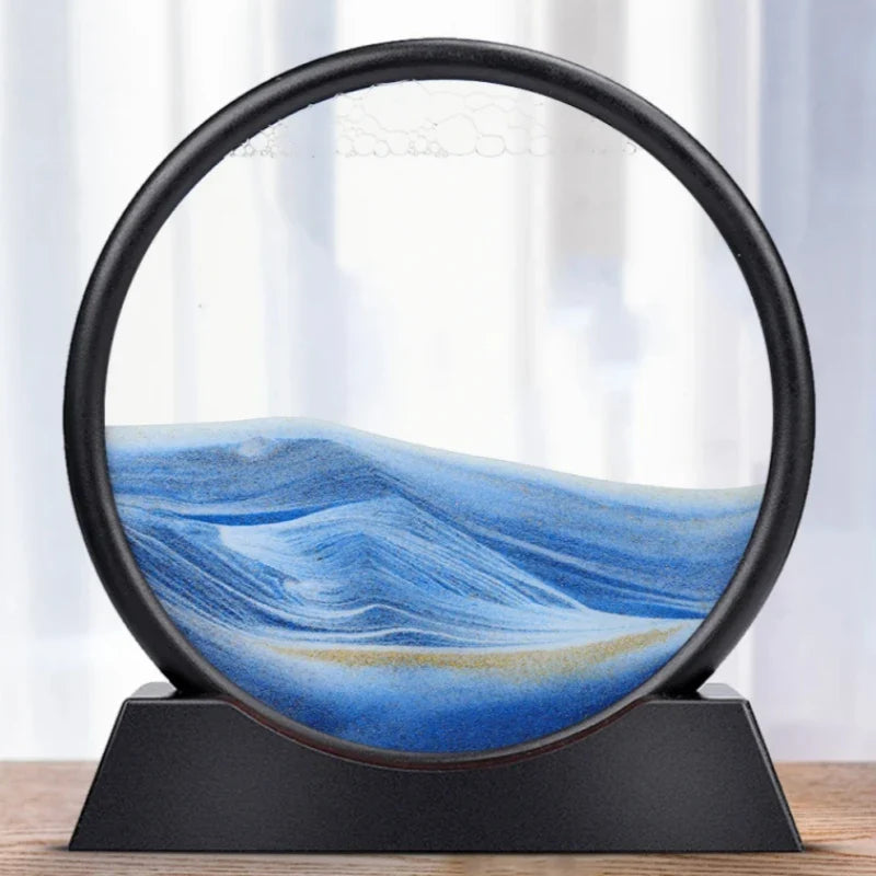 3D Bewegend Zand Kunstafbeelding | Diepzee Zandsculptuur Zandloper voor Ontspanning & Bureau Decor