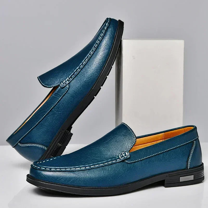 Heren Mocassins Leren Instappers Handgestikte Details