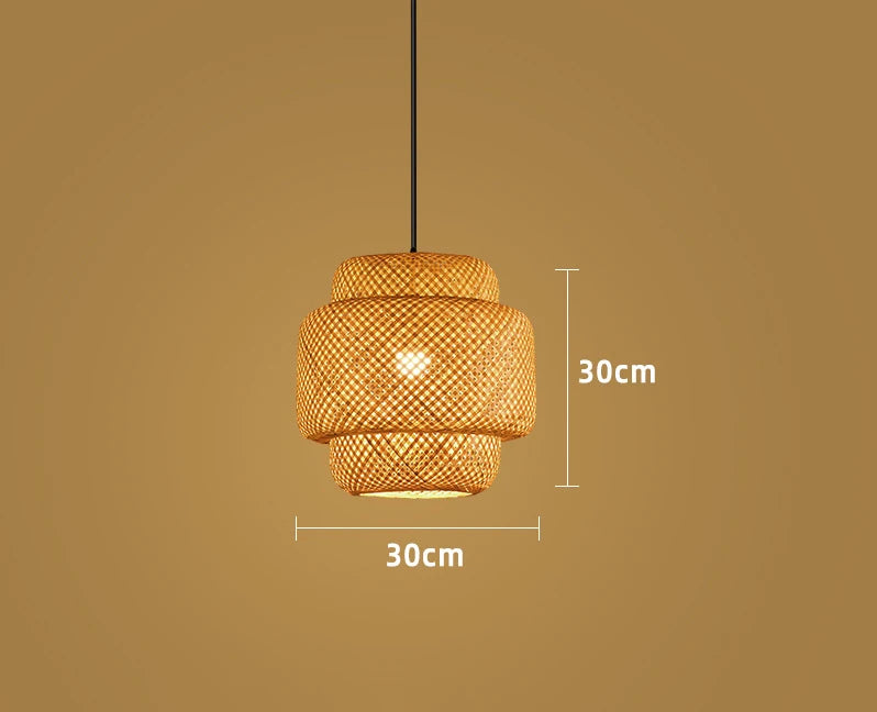 Variant image for Hanglamp van Handgeweven Bamboe 30 cm – Rotan Hanglamp voor Woonkamer en Slaapkamer, Geschikt voor E27 LED Verlichting-2
