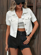 Dames Denim Jack Met Korte Mouwen Essentieel Kledingstuk Stijl - Tussenjas