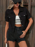 Dames Denim Jack Met Korte Mouwen Essentieel Kledingstuk Stijl - Tussenjas