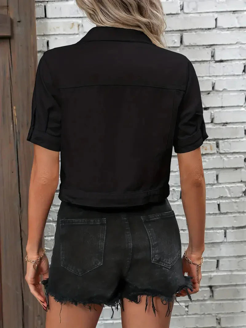Dames Denim Jack Met Korte Mouwen Essentieel Kledingstuk Stijl - Tussenjas