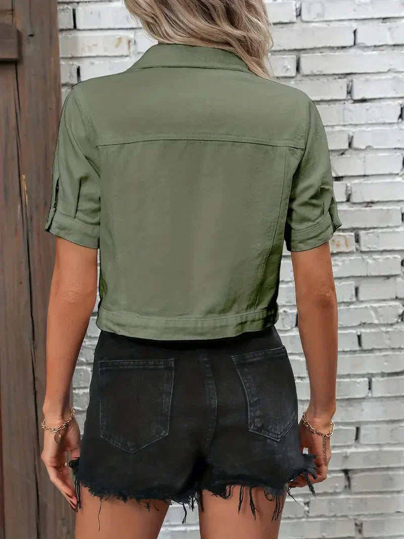 Dames Denim Jack Met Korte Mouwen Essentieel Kledingstuk Stijl - Tussenjas