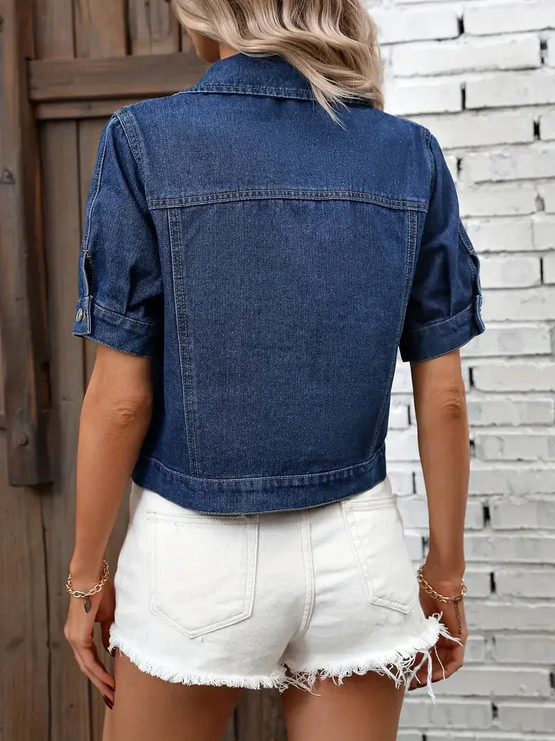 Dames Denim Jack Met Korte Mouwen Essentieel Kledingstuk Stijl - Tussenjas