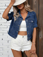 Dames Denim Jack Met Korte Mouwen Essentieel Kledingstuk Stijl - Tussenjas