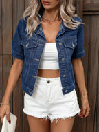 Dames Denim Jack Met Korte Mouwen Essentieel Kledingstuk Stijl - Tussenjas