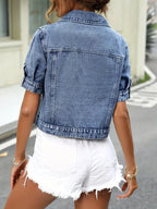 Dames Denim Jack Met Korte Mouwen Essentieel Kledingstuk Stijl - Tussenjas