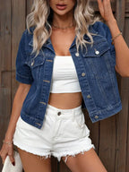 Dames Denim Jack Met Korte Mouwen Essentieel Kledingstuk Stijl - Tussenjas