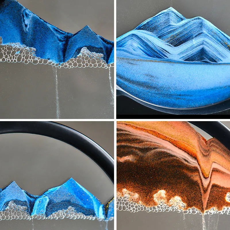 3D Bewegend Zand Kunst Foto Zandloper Drijfzand Ambachtelijk Stromend Zand