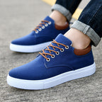Sneakers Canvas Heren Wit Platte Zool Comfort Dagelijks