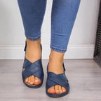 Mia - Marineblauwe elegante comfortabele sandaal