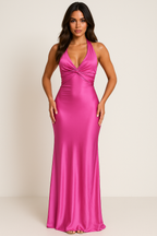 Satijnen halter maxi-jurk 2