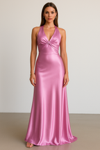 Satijnen halter maxi-jurk 4