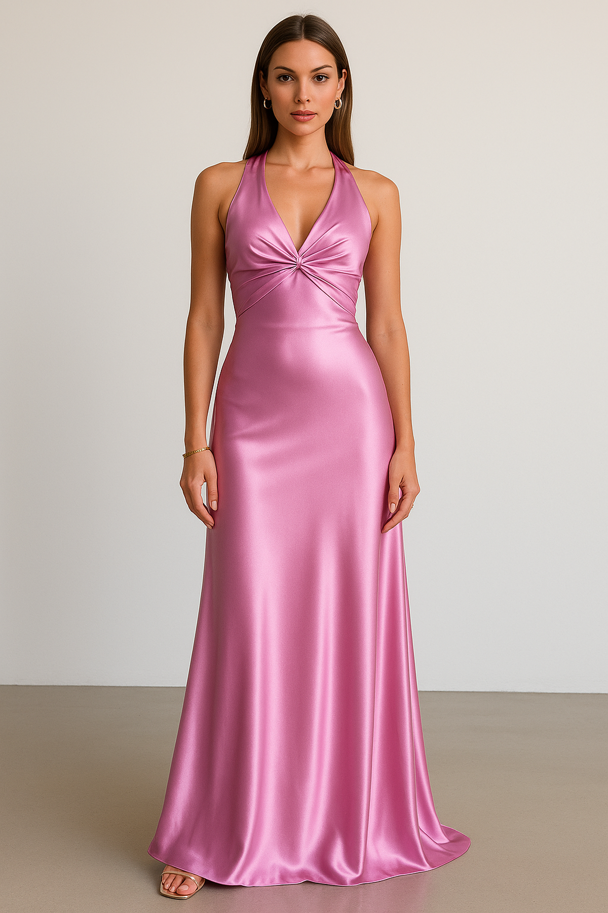 Satijnen halter maxi-jurk 4