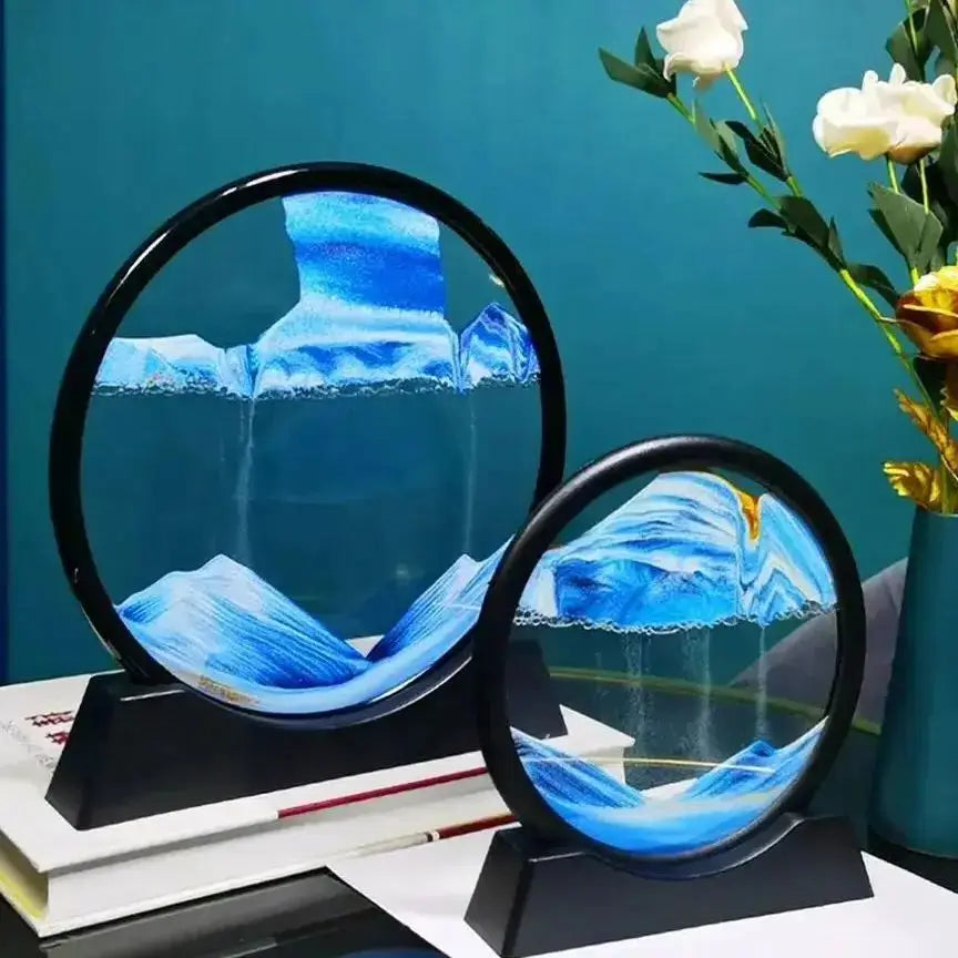 3D Bewegend Zand Kunstafbeelding | Diepzee Zandsculptuur Zandloper voor Ontspanning & Bureau Decor