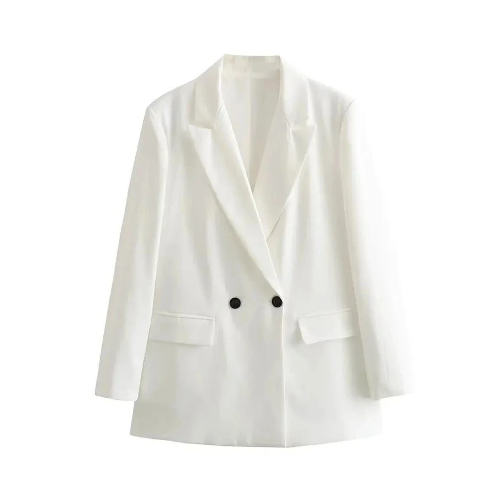 Variant image for Dames Blazer Groen M Katoen Vintage Met Dubbele Knoopsluiting-11