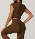 Twee-delige Crop Top en Flare Pant Leggings Set