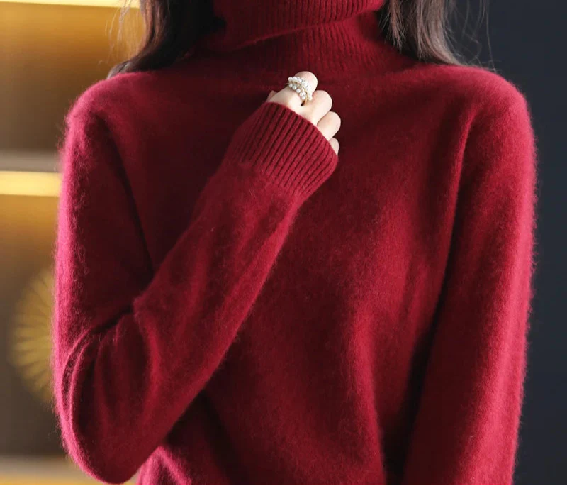 Emma Hoge Hals Pure 100% Kasjmier Trui: voor de herfst en winter