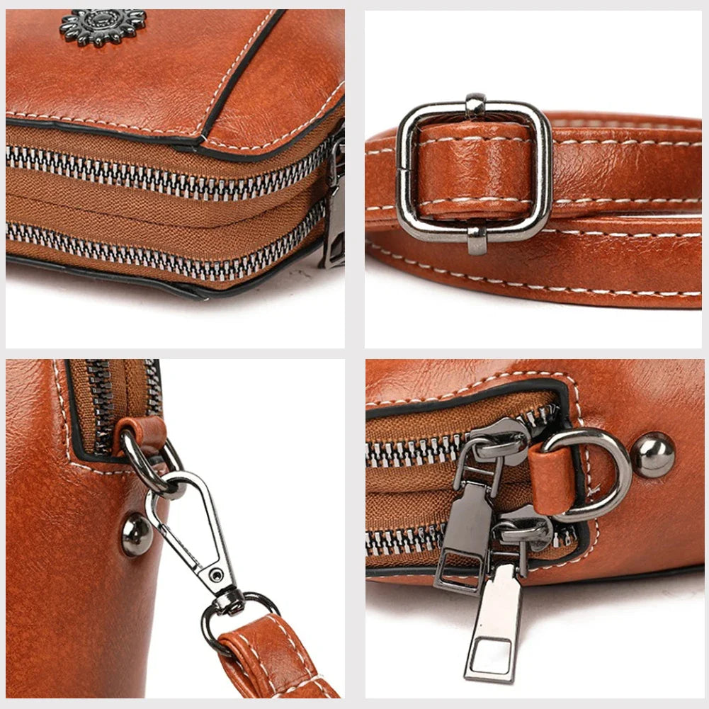 Retro leren crossbodytas™ | Stijlvolle schoudertas