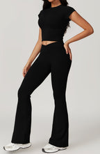 Twee-delige Crop Top en Flare Pant Leggings Set