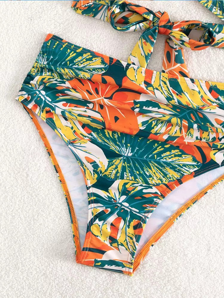 Trendy Hoge Taille Bikini Set Met Speelse Print Voor Strand En Zwembad