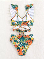 Trendy Hoge Taille Bikini Set Met Speelse Print Voor Strand En Zwembad